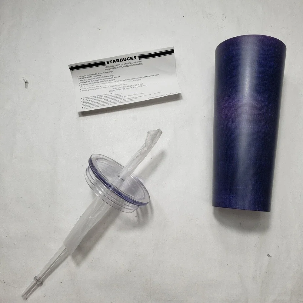 New Starbucks ● 2019 ● Blue Deim  ● Venti 24oz Tumbler With Lid And Straw Unused